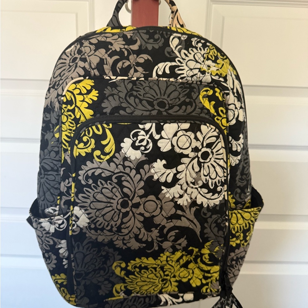 Vera Bradley Green and Black Floral “Baroque” Backpack